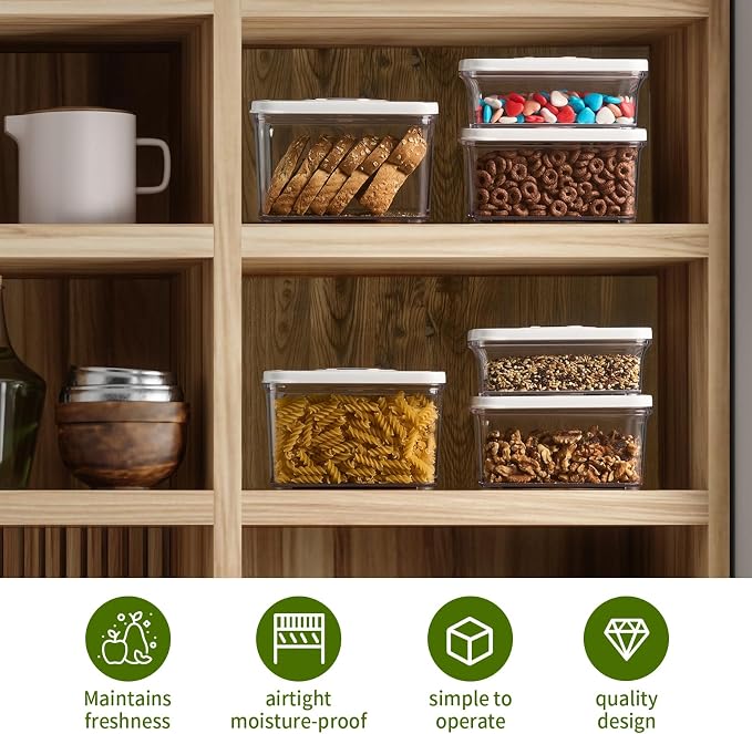 ZKIRON One-Touch Electric Vacuum Seal Food Storage Containers Set of 3 - Automatic Sealer Machine with Airtight Meal Prep Containers - BPA-Free & Stackable for Vegetables, Meat, Fruits (White)