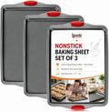 Premium Nonstick Baking Sheet Pans – Set of 3, Heavy-Gauge Carbon Steel, Warp, Dent, and Rust-Resistant – Gourmet Rimmed Half Cookie Sheet Trays, Non-Toxic for Exceptional Baking Performance