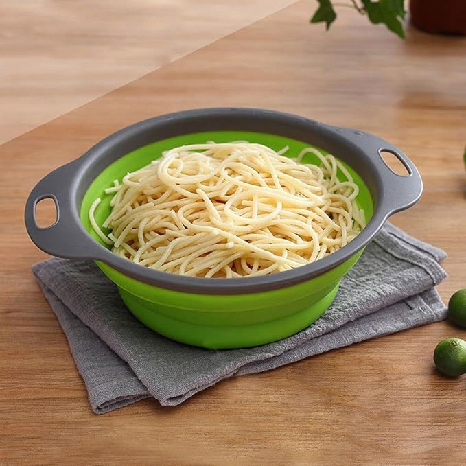 Folding Silicone Rice Strainer Bowl for Kitchen, Collapsible Colander, Fruits Vegetables Washing Basket