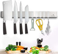 16 Inch Heavy Duty Kitchen Knife Magnetic Strip with Additional 5 Hooks-Multipurpose Stainless Steel Magnetic Tools, Knife Holder-Strong Magnetic Knife Holders for Wall No Drill required (Silver)