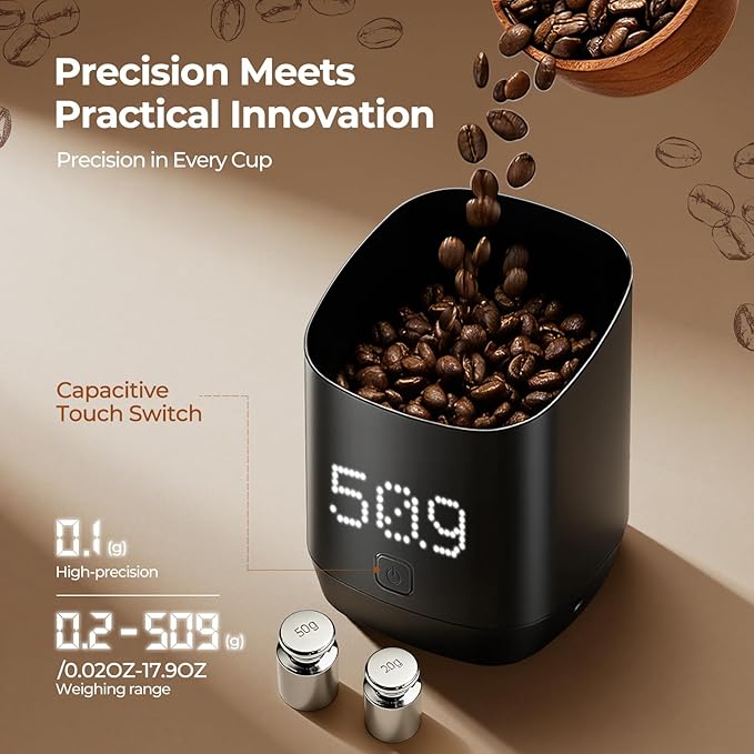 Subscale Digital Dosing Cup with LED Display - Sleek & 1g/0.1oz Precise Scale - Dosing & Brewing Accessories,USB-C Charging,Waterproof, Measures Coffee Grounds for Espresso - Baking/Coffee Lover Gifts