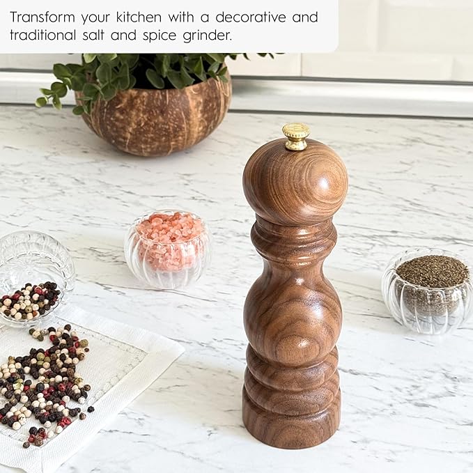 Walnut Color Wooden BlackPepper Hand Mill 18 cm-7.08 inch (Walnut)