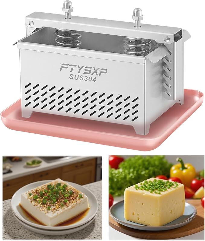 Tofu Press -304 Stainless Steel Cheese Press, Paneer Make and Vegetarian Tofu Press, Heavy Pressure Adjustable,BPA Free, Dishwasher Safe for tofu Maker and ham Press,Meat pressing (6.3*4.7*4.8 in)