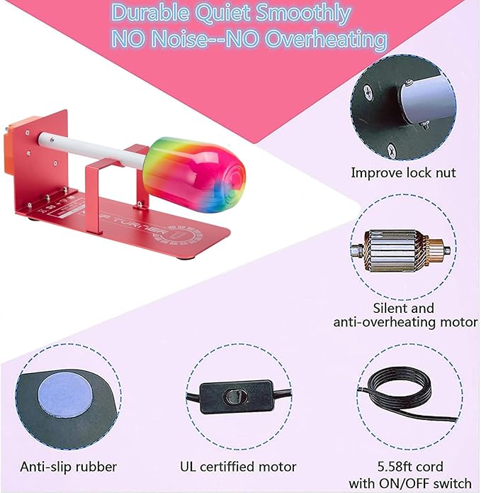 HXH Cup Turner for Crafts Tumbler,Electric Resin Mixer,Tumbler Cup Spinner,Glitter Powder,Epoxy Resin kit for Tumblers for Beginners with Foam