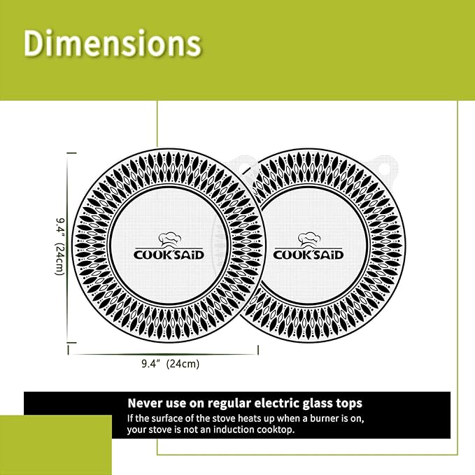 Cook's Aid 2PCS Silicone Induction Cooktop Protector Cover Mat 11"(Magnetic) | 230°C (450℉) Heat-Resistant Induction Stove Protector | Multifunctional Silicone Mat (Logo CK)