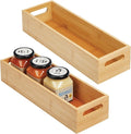 mDesign Set of 2 Kitchen Storage Box – Open-Top Bamboo Storage Tray with Handles – Ideal for Use as a Cupboard Organiser or on The Shelf – Natural