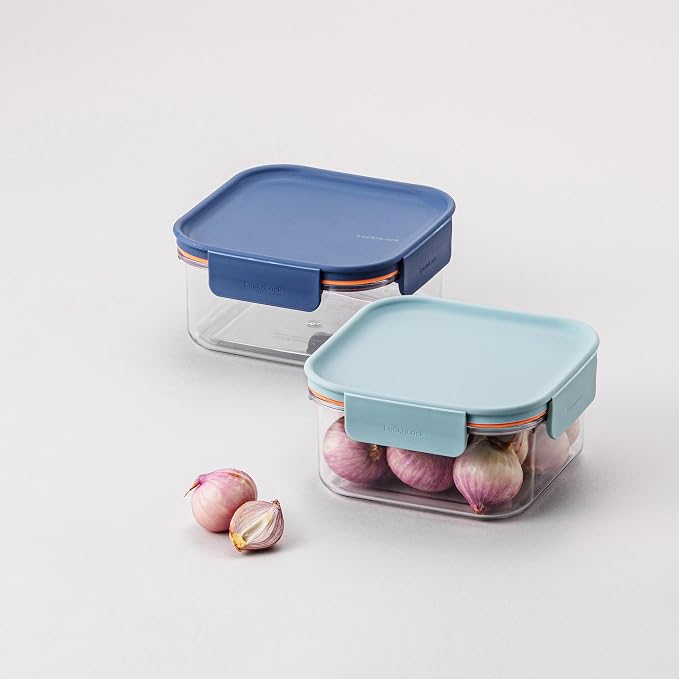 LocknLock Tritan Plastic Bisfree Modular Plus Food Storage Container Set, 8 set (4 containers & 4 Lids)- Navy