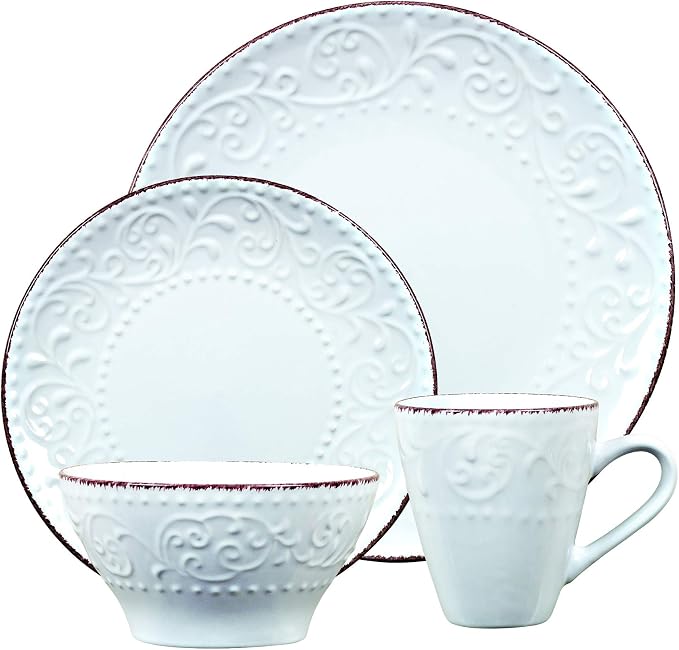 Lorren Home Trends LH524 Dinnerware Set for Entertaining, One Size, White