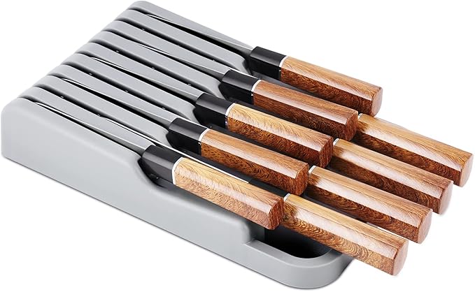 Expandable Cutlery Tray Kitchen Drawer Organizer and In-Drawer Knife Holder