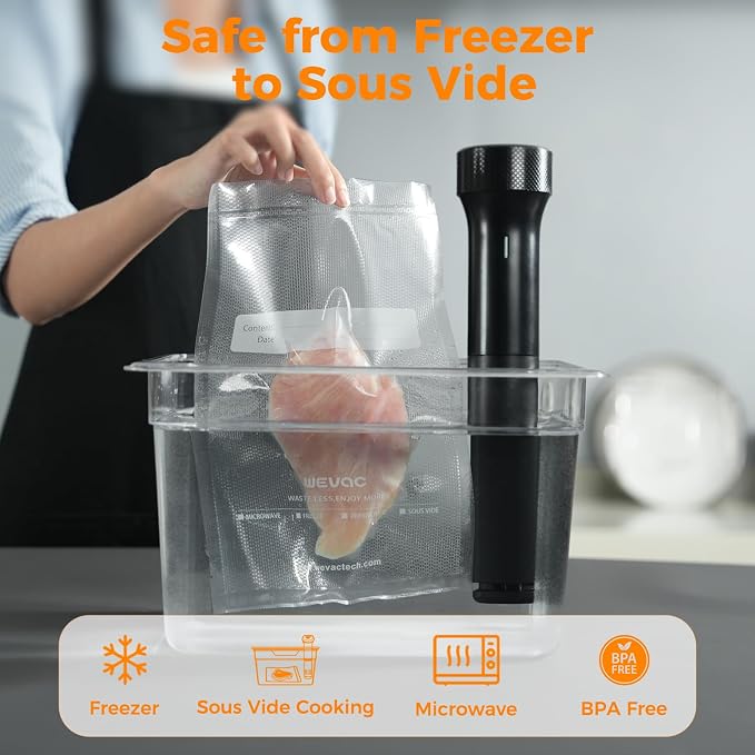 Wevac Vacuum Sealer Bags 8x50 Rolls 2 pack for Food Saver, Seal a Meal, Weston. Commercial Grade, BPA Free, Heavy Duty, Great for vac storage, Meal Prep or Sous Vide