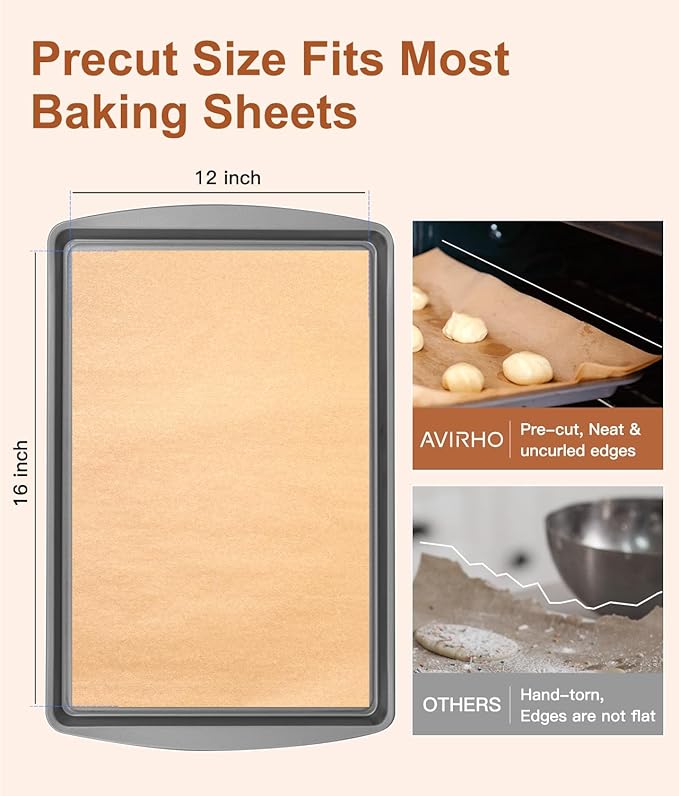 160 Pcs Unbleached Parchment Paper Sheets, 12x16 Inch Precut Baking Paper for Baking Sheet, Non-Stick Parchment Paper for Baking, Oven, Air Fryer, Grilling, Steaming, Cookies, Bread, Cake