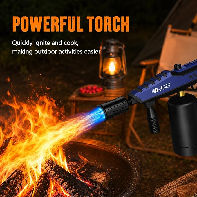 ARTFLAMM Powerful Propane Torch, Kitchen Blow Torch with Adjustable Flame, Detachable Cooking Torch for Searing Steak, Camping, BBQ, Welding (Tank Not Included)