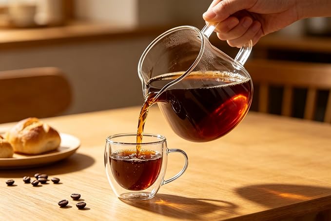CNGLASS 5oz Espresso Mugs (Set of 4),Double Wall Insulated Glass Coffee Mugs with Handle,Espresso Shot Glasses,Clear Expresso Coffee Cups…