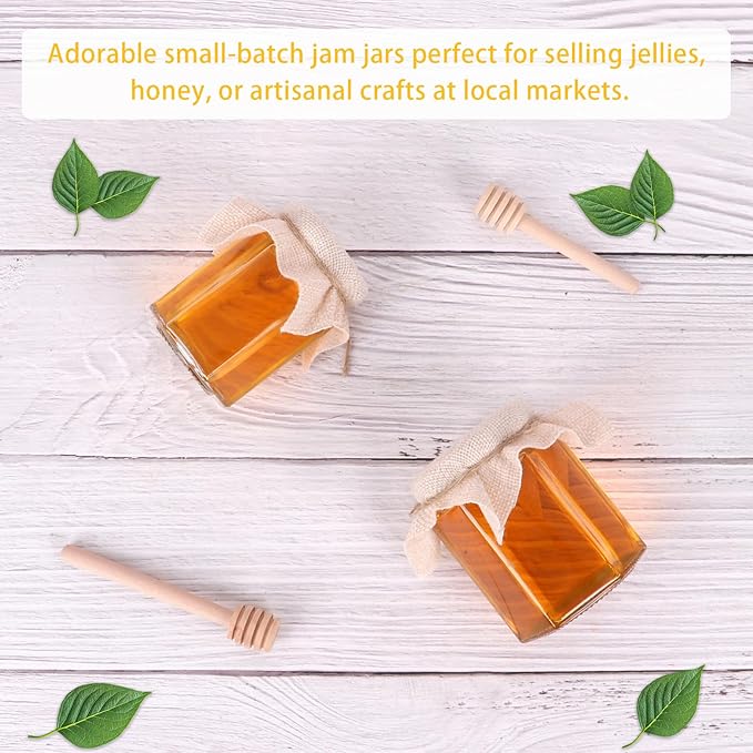 4 oz Mini Glass Honey Jars | 30-Pack Honey Jars with Wood Dippers, Gold Lids, Gift Bags, Bee Charms, Labels, Tags, Twine | Perfect for Baby Shower Party Favors, Wedding Favors, Bridal Showers