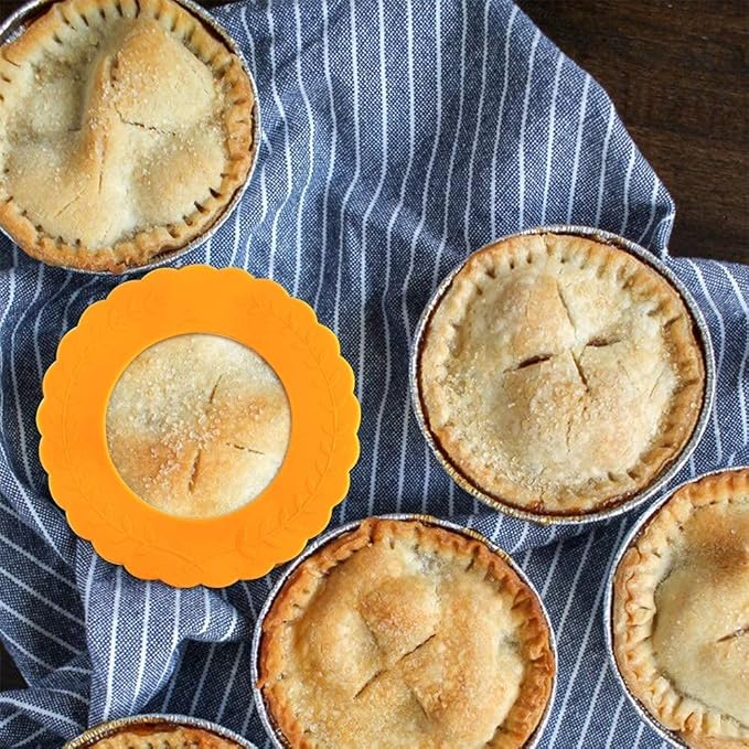 Webake Mini Pie Pan and Mini Pie Shield, 4pcs Mini Pie Tins and 4pcs Mini Silicone Pie Crust Protector