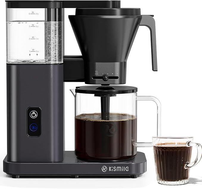 Kismile 8-Cup Coffee Maker, SCA Certified Hot & Cold Brew Coffee Machine, 6-Min Quick Brew, Magnetic Anti-Drip, Adjustable Flow Control, Keep Warm, Dishwasher Safe, DIY Manual Mode, Starry Gray