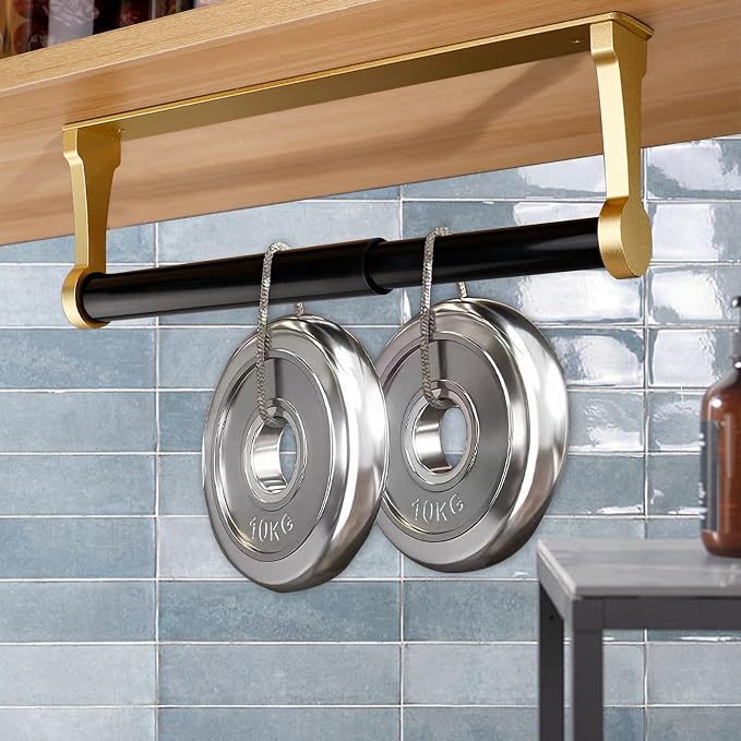 MONEER Paper Towel Holder Under Cabinet, Paper Towel Holder, Aluminum Alloy Kitchen Towel Holders, Self Adhesive Kitchen Roll Holder for Kitchen, Bathroom, Living Room (Glow Gold)