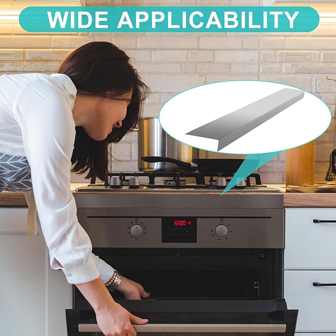 Blulu Universal Stove Gap Cover - 304 Stainless Steel Stove Gap Filler Slide-in Range Trim for Microwave Oven Cooktop Kitchen Decor, 36'' x 3'' x 1''
