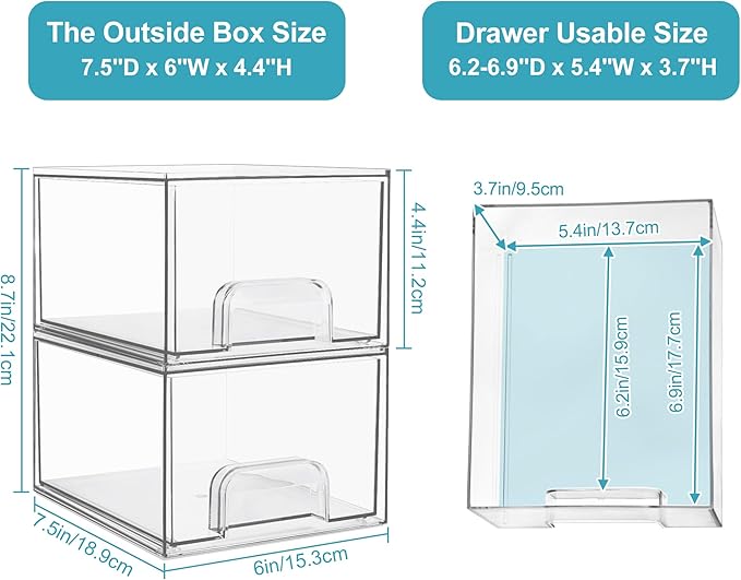 Vtopmart 4 Pack Drawers and 4 Pack Under Sink Organizer