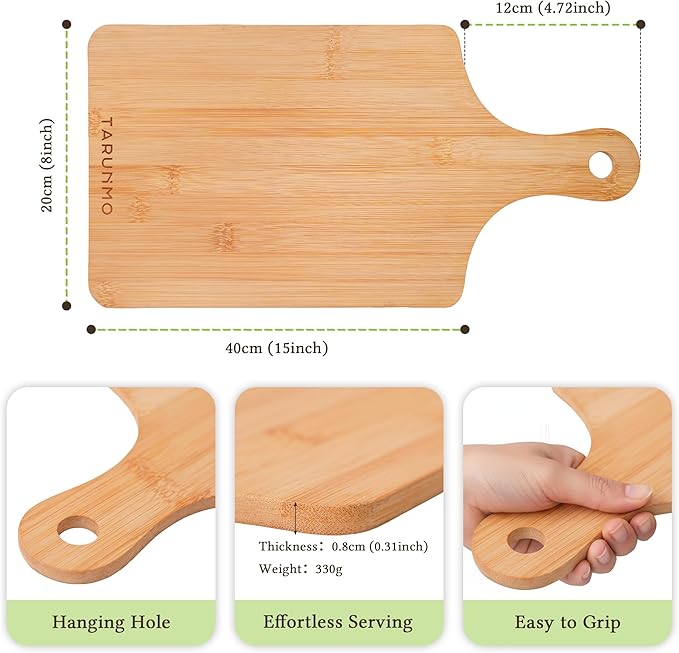 Bamboo Serving Board Set of 12 with Handle, Mini Charcuterie Boards for Parties, Cheese Board Set for Appetizers, Bread, Dessert and Entertaining