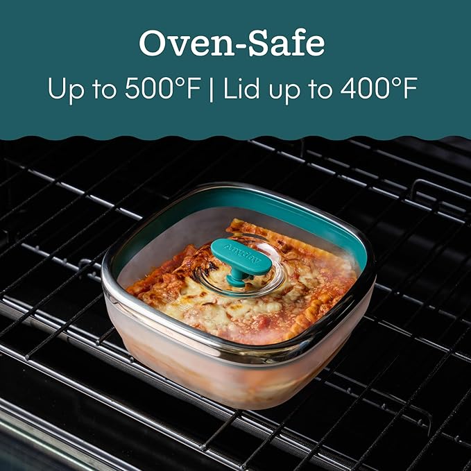 Anyday 2 Pack 2.5 Cup Microwavable Glass Lunch Containers With Glass Lids, Microwave Safe Lunch Bowls with Lids for Work, Food Storage, Bento Box Meal Prep Container