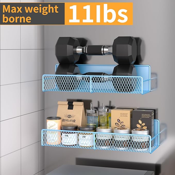DTUQYX 6-Pack Magnetic Shelves for Washing Machine & Refrigerator, Heavy-Duty Laundry Organizer with Hanger Holder & Deep Baskets, Metal Storage System for Laundry Room (Blue)