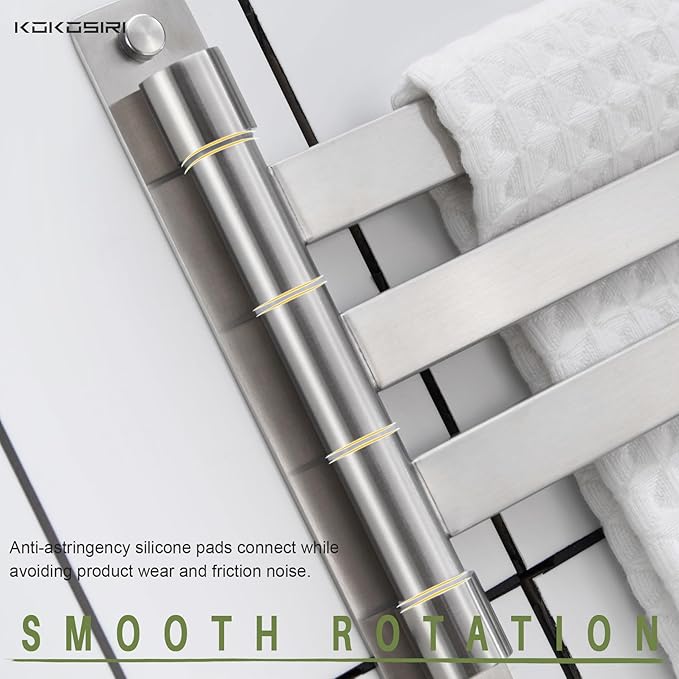 KOKOSIRI Hand Towel Holder Rack Swivel Bathroom Towel Bars Swing Out 3-Rail for Bath Kitchen Brushed Nickel Stainless Steel B5007BR-A3