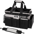SCAVATA Wearable Cleaning Caddy Bag, Cleaning Caddy Supplies Organizer with Handle & Shoulder Straps for Housekeepers, Under Sink & Car Cleaning Tool Organizers with 4 Foldable Divider (Grey)