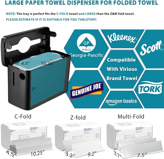 Automatic Foaming Soap Dispenser & Countertop Paper Towel Holder Bundle: Touchless Rechargeable Foam Dispenser with Adjustable Output + Modern Black Tissue Holder for Kitchen & Bathroom Sink Organizat