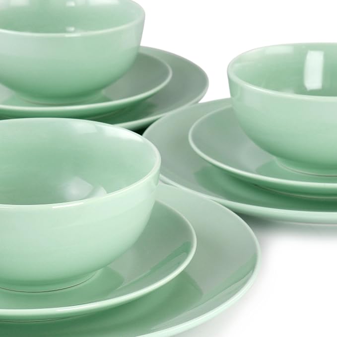 Elama Luna 18 Piece Round Porcelain Dinnerware Set (Mint)