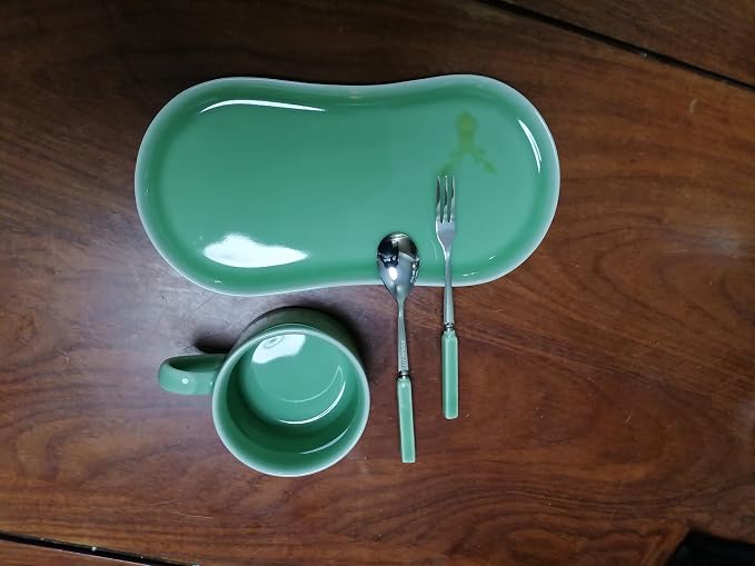 Longquan UNESCO Heritage Celadon Coffee Set Double-glazed collector's edition with oval-shaped plates and tableware - handcrafted plum green glaze ceramic gift box (1, Plum green glaze)