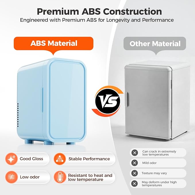 OSTBA Mini Fridge for Skincare, 6 Liter/8 Can 110V AC/DC Portable Thermoelectric Cooler Refrigerators for Bedroom, Skincare, Beverage, Office, Dorm Room and Car, Blue