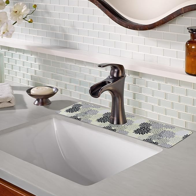 Sink Faucet Absorbing Mat, 2 Pack Drying Mat Around Faucet Sink Splash Guard Behind Faucet Sinkmat For Kitchen Bathroom Island Rv 24 * 5.5 Inch (60 * 14 cm)
