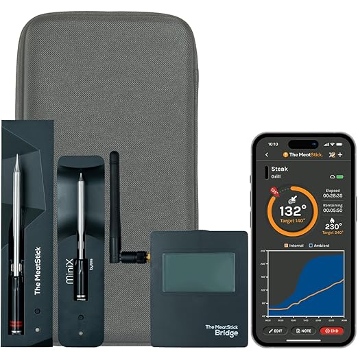 MeatStick WiFi Pro Set | 2-Probe Package | Smart Wireless Meat Thermometer | Unlimited Range Digital Food Probe with Bluetooth | for Smoking, Grilling, BBQ, Air Fryer, Deep Frying, Oven, Rotisserie