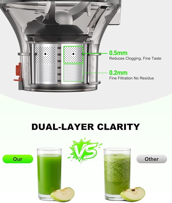 Cold Press Juicer 2026 Upgrade 6.5" Wide Feed Chute Masticating Juicer | 2.95L Large Capacity Slow Juicer for Whole Fruits & Vegetables, High Juice Yield, Easy Clean, BPA Free for Family