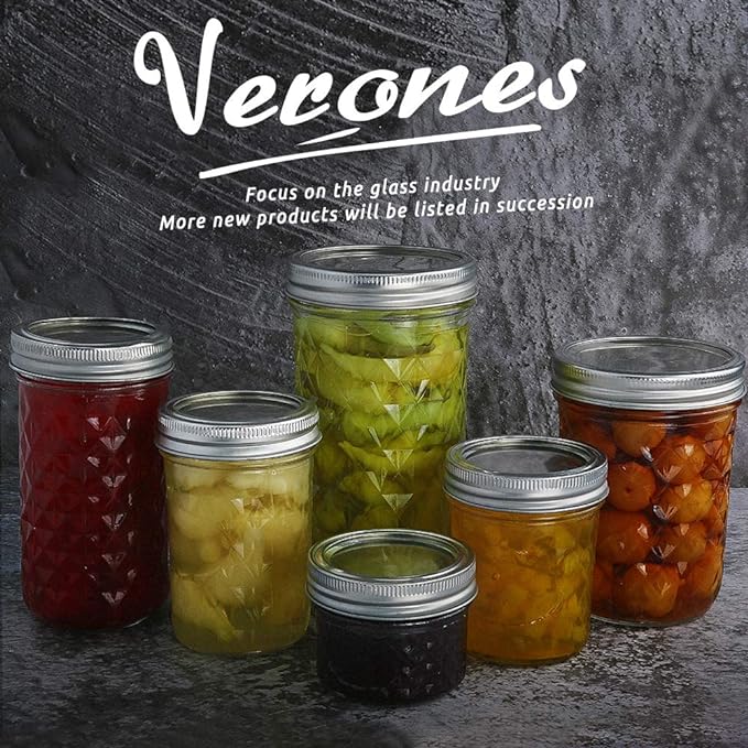 VERONES Mason Jars 6 OZ, 30 PACK 6oz Mason jars Canning Jars Jelly Jars With Lids, Ideal for Jam, Honey, Wedding Favors, Shower Favors