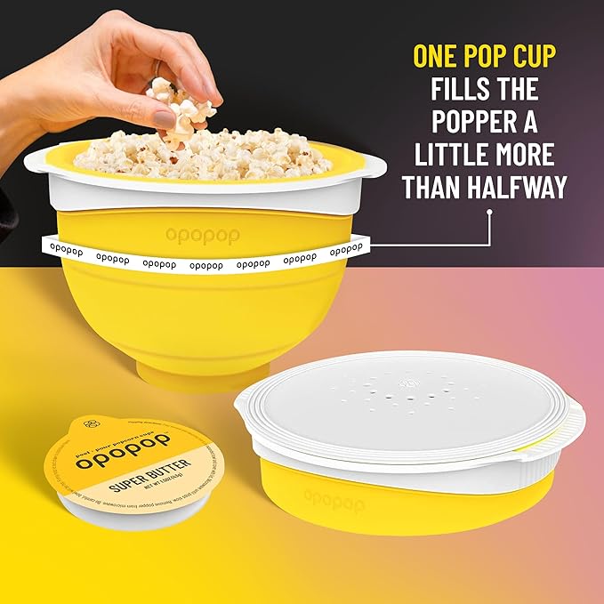 Opopop Microwave Popcorn - Variety 4-Pack Gourmet Popcorn Kit, Collapsible Silicone Popcorn Popper, Popcorn Maker, Gluten Free Snacks Variety Pack, BPA-Free and Dishwasher Safe (New Flavors)