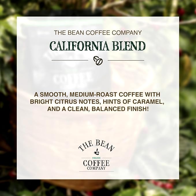 The Bean Organic Coffee Company California Blend, Medium Roast, Whole Bean Coffee, 16-Ounce Bags (Pack of 2)