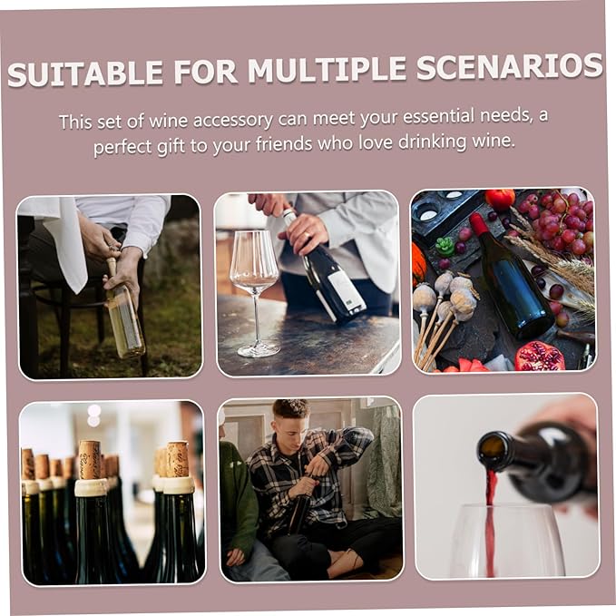 6pcs Aluminum Alloy Abs Wine Accessory Kit Set Corkscrew Vacuum Stopper and Air Popper