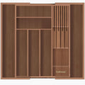 TIOPGHAD Bamboo-Silverware-Drawer-Organizer-Kitchen, Expandable Utensil Holder Cutlery Tray Flatware Organization Adjustable Wood Tableware Dividers Storage (with Removable Knife Block)(Brown)