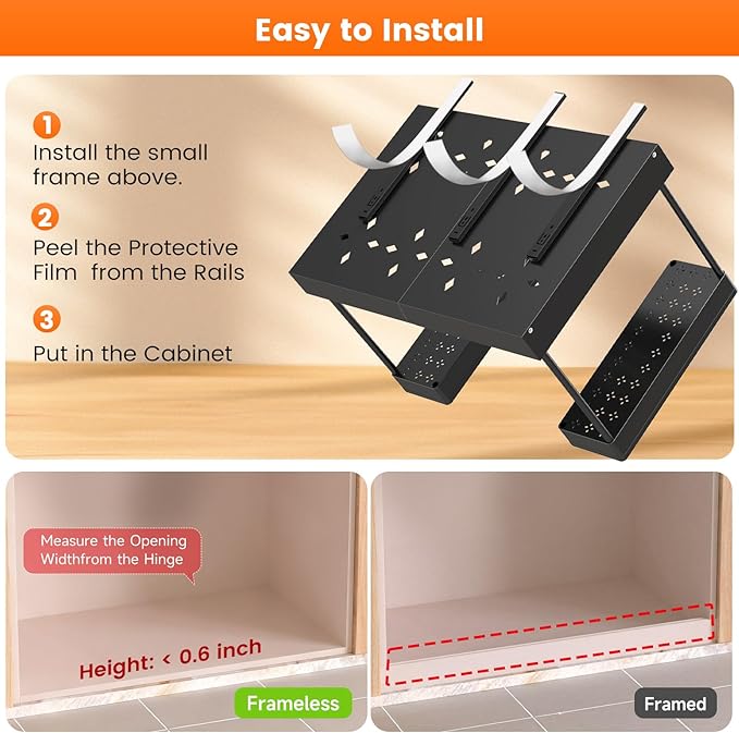Expandable Under Sink Organizers and Storage,Width Adjustable (14.9-23.6IN),No Drill 2-Tier Pull Out Under Cabinet Organizer for Kitchen Bathroom Laundry (black)
