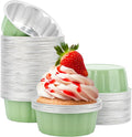 Beasea 8oz Aluminum Ramekins, 100 Pack 3.9" Disposable Baking Foil Cups Mini Ramekin Cup Cupcake Aluminum Baking Cups for Party - Pea Green
