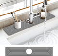 Stone Faucet Mat for Kitchen Sink, Water Absorbent Fast Drying Stone Tray for Sink , Quick Dry Diatomite Splash Guard for Bathroom Counter to Prevent Moisture Buildup, 23.6" x 4", Gark Grey