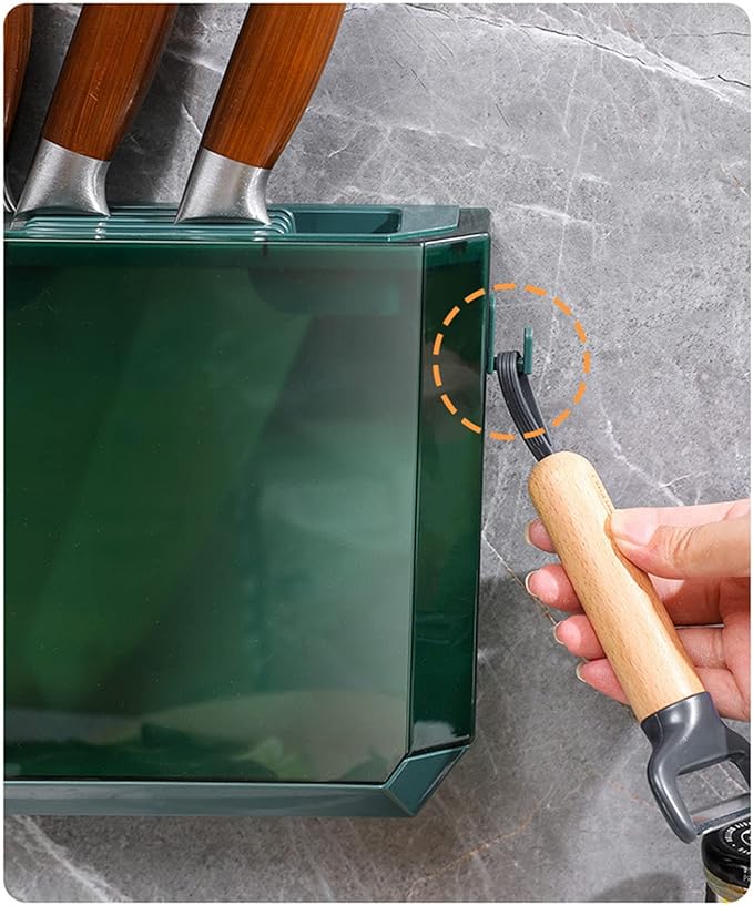 Zerodis Kitchen Knife Holder, Multi Slot Knife Organizer, Plastic Wall Mount, Knife Storage, Easy to Use, Green