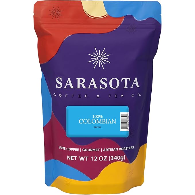12 oz Ground Coffee, Colombia 100% Colombian Excelso, Medium Roast, Low Acid Coffee Grounds, Specialty Grade, Mold Free, 12 oz