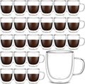 Gerrii Double Walled Glass Coffee Mugs with Handle 10 oz Insulated Borosilicate Glass Cappuccino Mugs Clear Espresso Cups for Home Office Coffee Tea Espresso Latte Milk and Hot Cold Beverages(24 Pack)