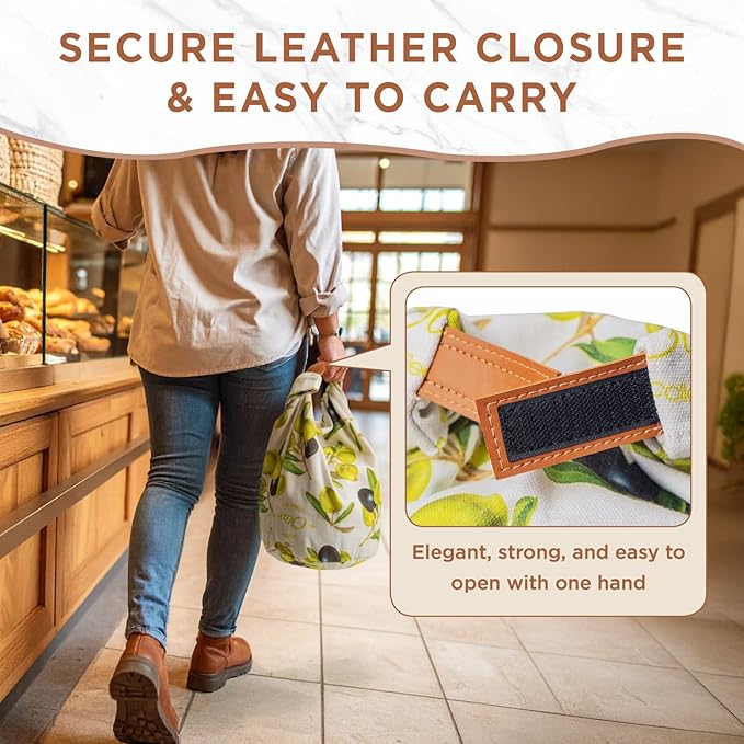 Reusable Beeswax Bread Bag for Homemade Sourdough, Natural Sourdough Bread Storage Bags, Keep Fresh, Bakery Essentials | Breathable material, Freezer safe, Reusable, Durable, Extra-large