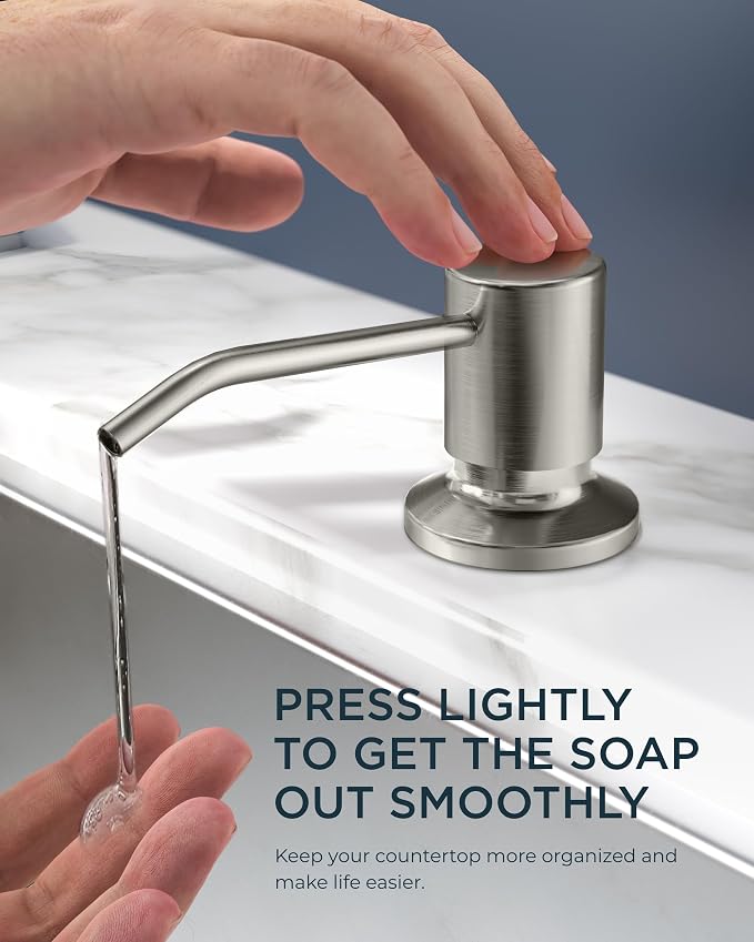 FORIOUS Kitchen Faucet with Soap Dispenser, Brushed Nickel Stainless Steel Spring Sink Faucet with Pull Down Sprayer Transitional Single Handle for Pot Filler, Farmhouse Camper Bar Laundry Room