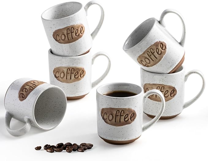 Coffee Cups, Tea Cup, Cute Mini Demitasse Cups Set of 6, Espresso Shot Cups, Coffee Cups Ceramic, Cute Coffee Mugs, Accessories for Coffee Bar, Fit Children, the Elderly, Birthday Party, White