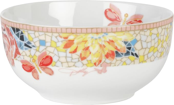 Dolly Parton 12 Piece Jeweled Mosaic Butterfly Dinnerware Set Porcelain Dinner Plates, Salad Plates, Bowls, Service for 4, Microwave Dishwasher Safe